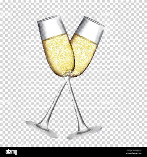 Two Glass Of Champagne Isolated On Transparent Background Vector Stock