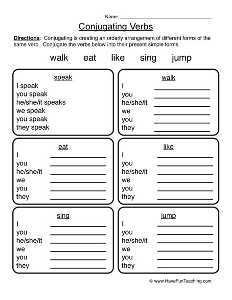 verb worksheets  fun teaching