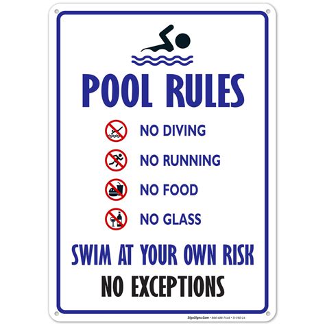 Sigo Signs Pool Sign Swimming Pool Rule Sign 14 X 10 Blue Red Black On