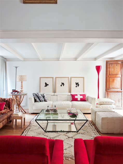 Contemporary Red And White Living Room Interiors By Color