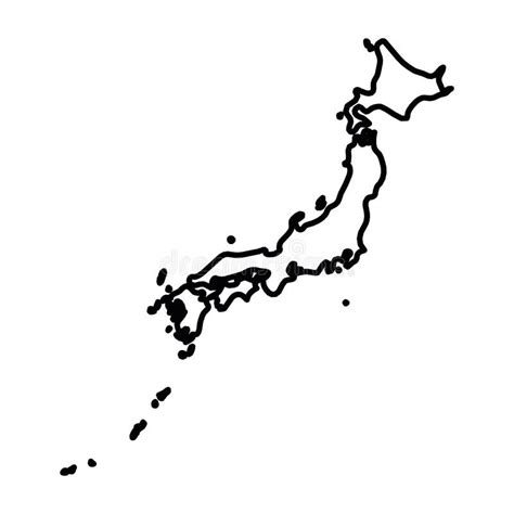 Japan Solid Black Outline Border Map Of Country Area Simple Flat