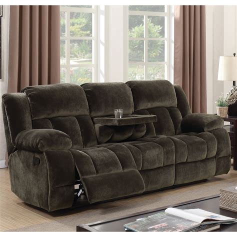 Furniture Of America Ric Transitional Brown Fabric Reclining Sofa