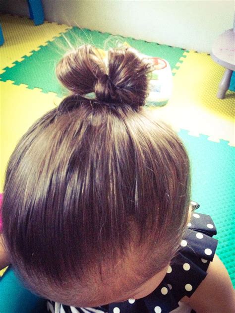 October 7, 2016 braided hairstyles, bun hairstyles, hair color. Cute baby girl bow bun hairstyle | Baby hairstyles, Little ...