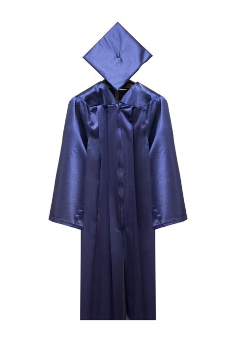 Shiny Finish Graduation Cap And Gown Navy With One Or Two Color Tassel I