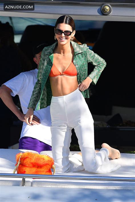 Kendall Jenner Sexy Seen In A Orange Bikini During Boat Day In Miami Aznude