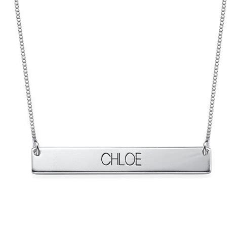 bar necklace with engraving sterling silver