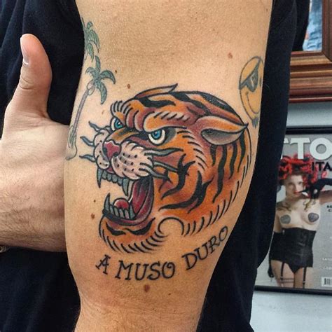 Old School Traditional Tiger Tattoo By Marco Biondi