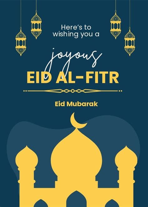 Free Simple Eid Al Fitr Card Template Download In Png 