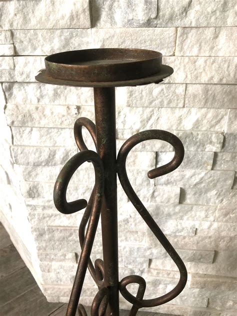 Vintage Wrought Iron Floor Candle Holder Etsy