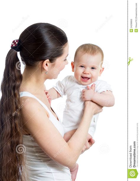 Mother With Baby Isolated Stock Photo Image Of Adorable 34298850