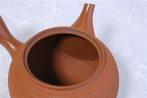 Tokoname Japanese Tea Pot Kyusu Gyokko Pottery Tea Strainer Shudei Red