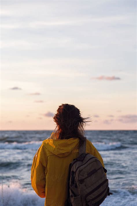 Woman With Backpack At Ocean Del Colaborador De Stocksy Danil Nevsky Stocksy
