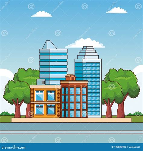 Beautiful Town Cartoon Stock Vector Illustration Of Residence 122822488
