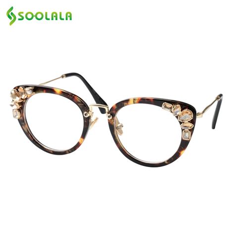 soolala cateye reading glasses womens luxury rhinestone eyeglasses leopard black purple