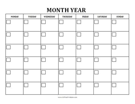 Blank Monthly Calendars To Print Blank Monthly Calendars To Print