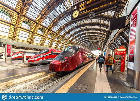 Editorial Train Waiting At Milan Station Editorial Photography Image