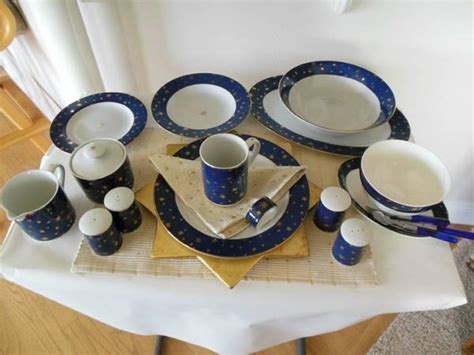 Reducedgalaxy Blue Porcelain Dinnerware Set Of 12 By Sakura For Sale In Oconomowoc