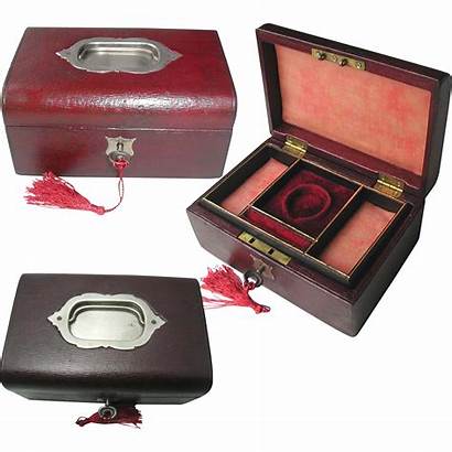 Leather Jewelry Antique Box Tray Morocco Fitted