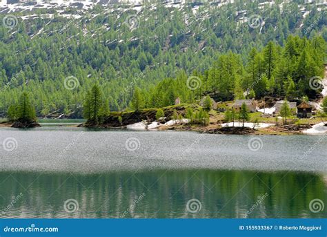 Alpine Lake Idyllic Landscape Alpe Devero Italy Stock Image Image