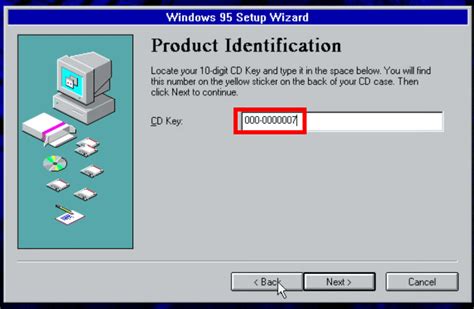Windows 95のプロダクトキーは 111 1111111 や 000 0000000 でも突破できる超単純アルゴリズムで実装されていた