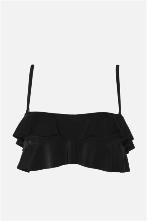 Trendyol Black Ruffle Detailed Bandeau Bikini Top