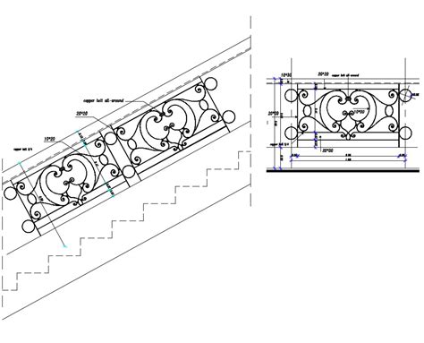Staircase Railing Design Dwg File Cadbull