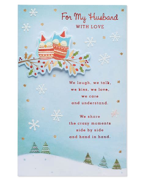 American Greetings Owls Christmas Card for Husband with Foil  Walmart.com
