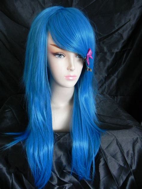 Aqua Blue Long Straight Layered Wig By Exandoh On Etsy My