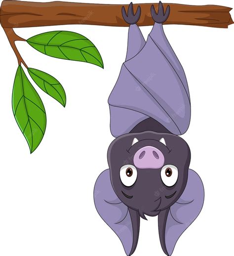 Premium Vector Cartoon Cute Bat Hanging On The Branch
