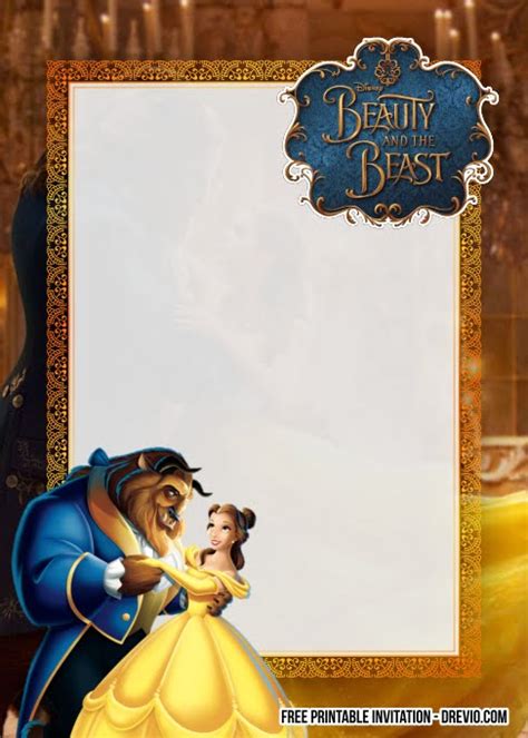 Free Printable Beauty And The Beast Invitation Template Printable
