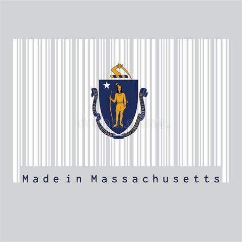 Barcode Set The Color Of Massachusetts Flag The States Of America The State Coat Of Arms