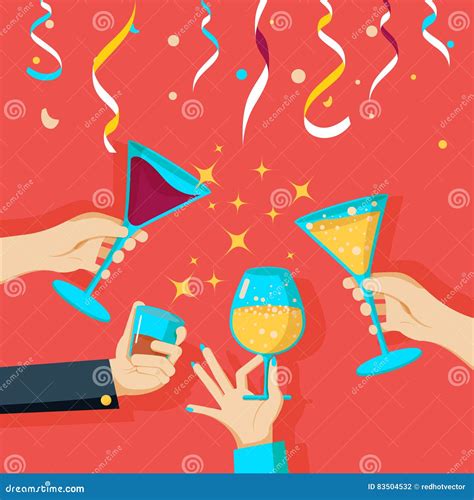 People Clinking Glasses Of Champagne Stock Vector Illustration Of Alcohol Concept 83504532