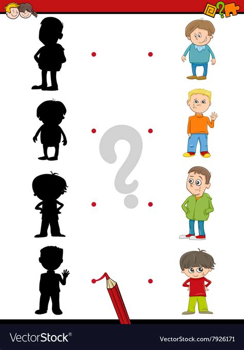 Preschool Shadow Activity For Kids Royalty Free Vector Image