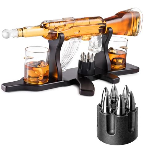 Buy Bezrat On Shaped Wooden Mahogany Tray Whiskey Decanter With 2 Bullet Glasses Set Online At