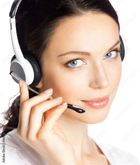 Support Phone Operator In Headset Isolated Stock Foto Adobe Stock