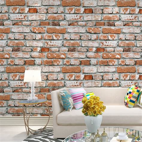 Haokhome Faux Brick Wallpaper L For Walls 3d Pvc Off White Grey