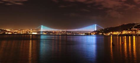 Istanbul Bosphorus Bridge At Night Stock Photo Image Of Boat Human