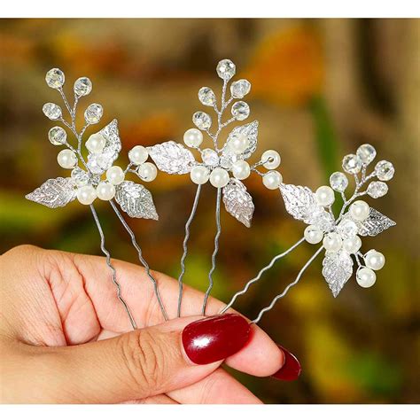Fstrend Wedding Hair Pins Bridal Pearl Leaf Hairpin