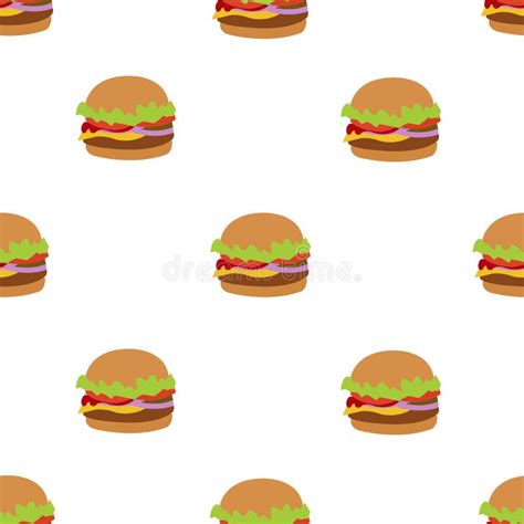 Seamless Vector Pattern With Flat Style Burger Image Burger White