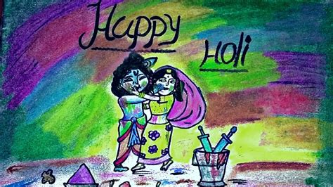 Very Easy How To Draw Holi Festival For Beginners । Radha Krishna