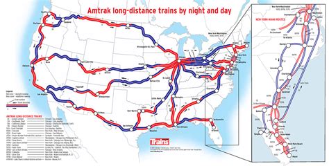 Map Showing What Parts Of An Amtrak Route Are Traversed During Daylight