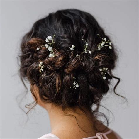 Enchanted Updo With Sweet Tendrils And Flowers Bride Hairstyles Curly