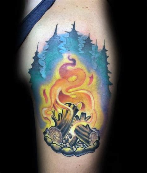 50 Campfire Tattoo Designs For Men Great Outdoors Ink Ideas