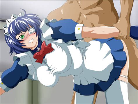 Ryomou Shimei Ikkitousen Tagme 00s Blue Hair Blush Bow Bowtie Clothed Female Nude Male