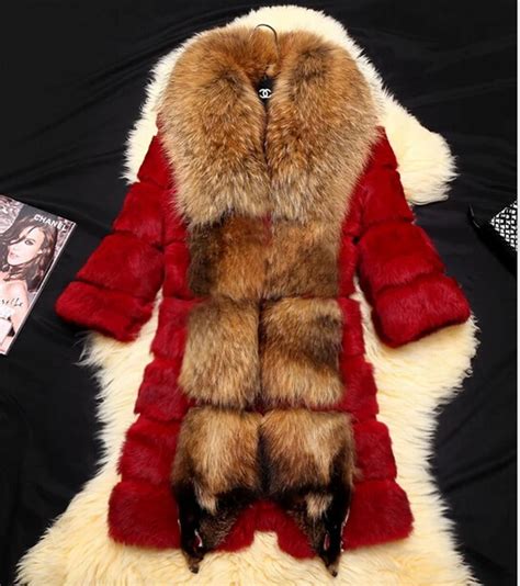 buy natural fur coats jackets women real genuine rabbit fur raccoon fur