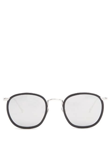 linda farrow oval frame white gold plated sunglasses in white gold modesens linda farrow