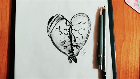 To draw a broken heart, start by sketching a regular heart shape, leaving a small gap at the top and the bottom. رسم قلب مكسور | how to draw a broken heart - YouTube
