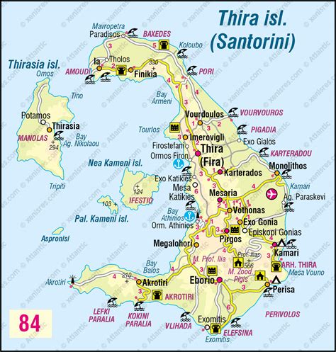 Thira Island Santorini Map Greece Tours Greece Map Crete Greece