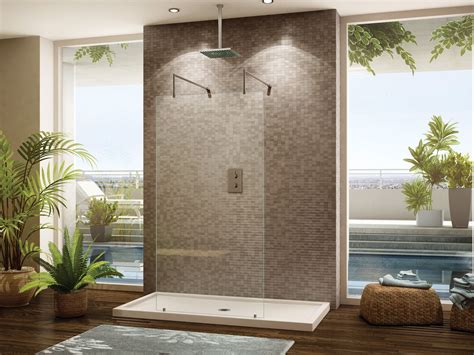 Luxury Bathroom With Walk In Shower System Shower Panel By Fleurco Evolution Collection