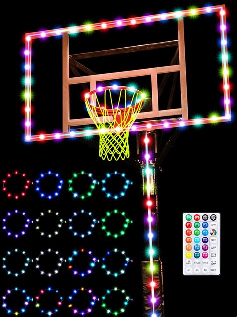 Led Basketball Hoop Light Set Glow In The Dark Basketball Net With 16 Colors